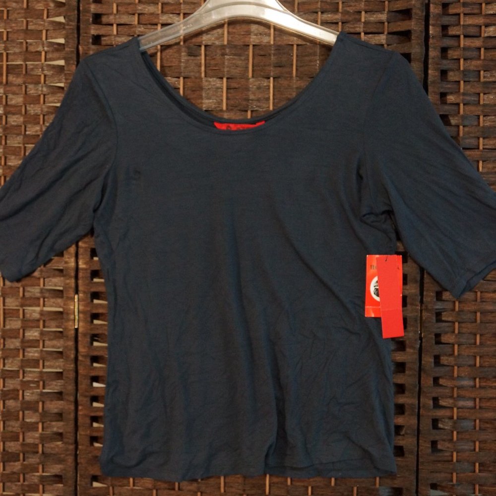 Medium Blue Hot Kiss Boat Neck Top